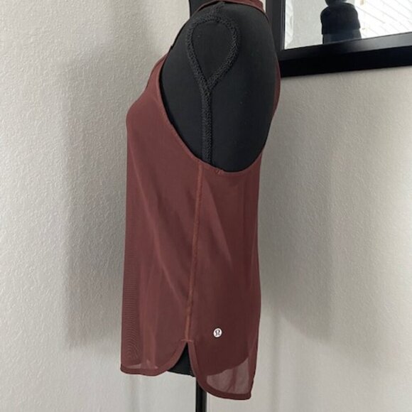 LULULEMON Sheer Mesh Brown 105F Singlet Tank Top Small - Picture 5 of 9
